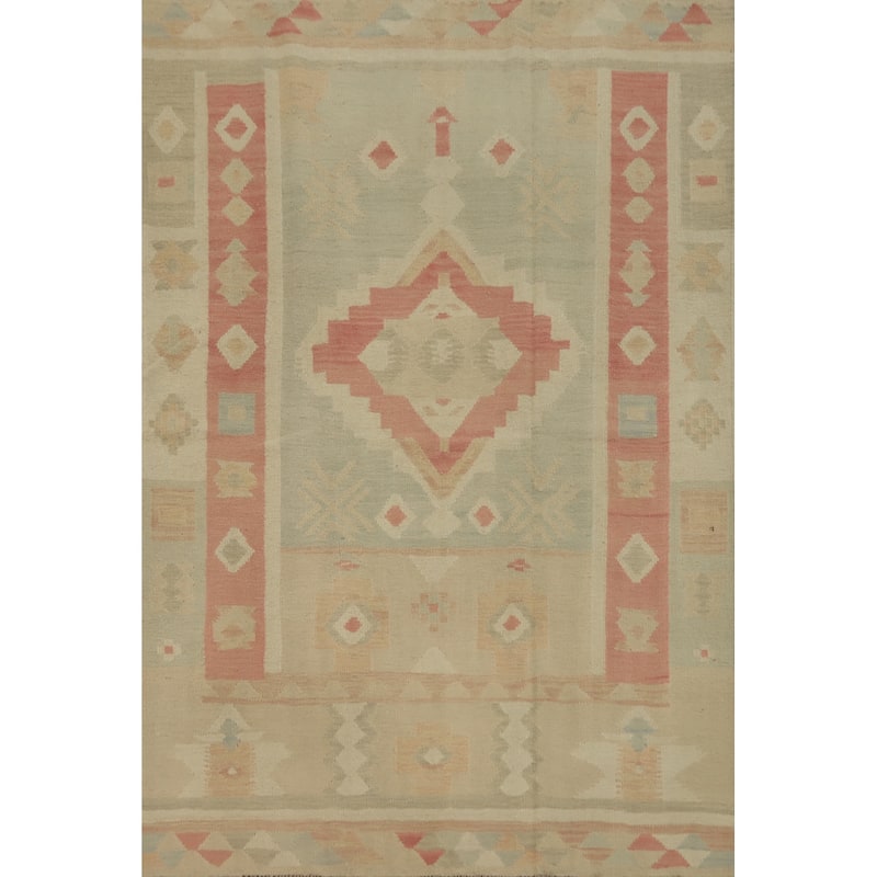 Hand Woven Southwestern Wool Multi-Colored Geometric Area Rug - 6' 6'' X 4' 8''