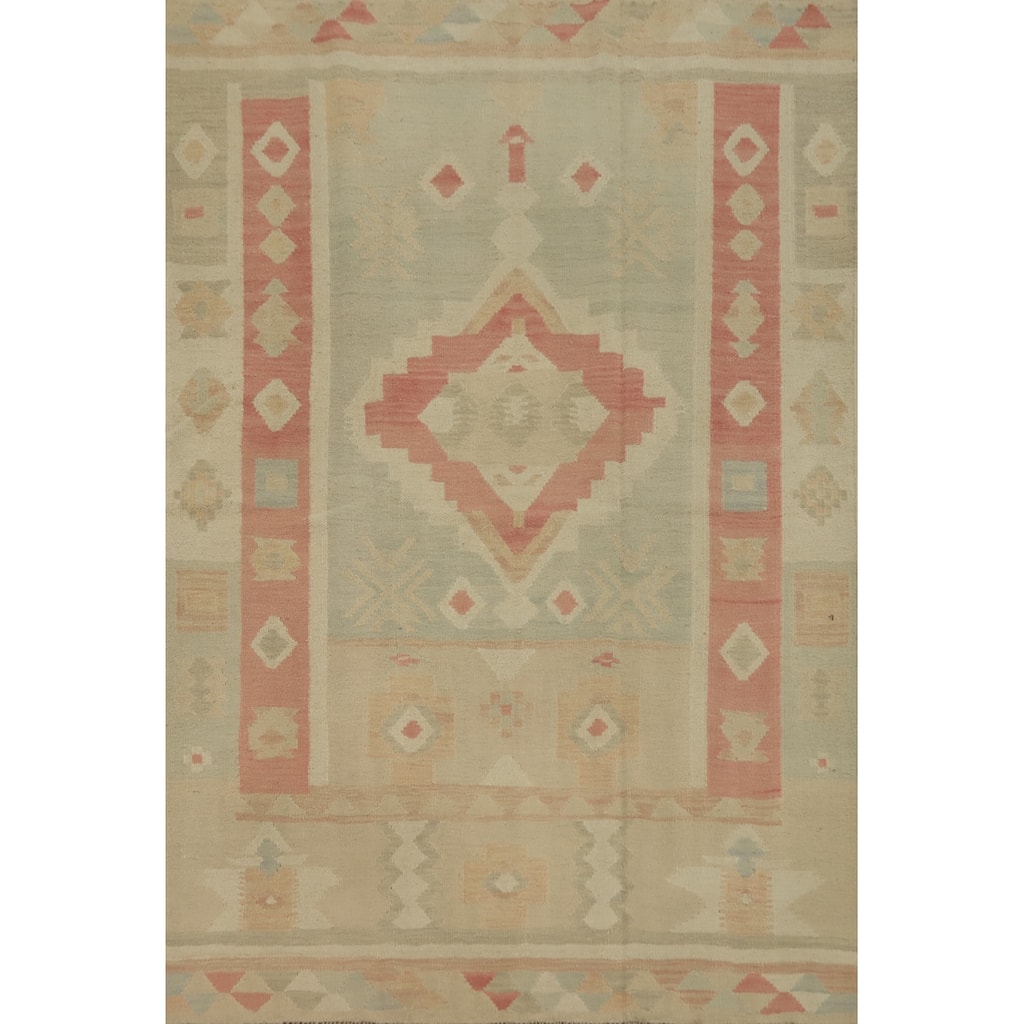 Hand Woven Southwestern Wool Multi-Colored Geometric Area Rug - 6' 6'' X 4' 8''