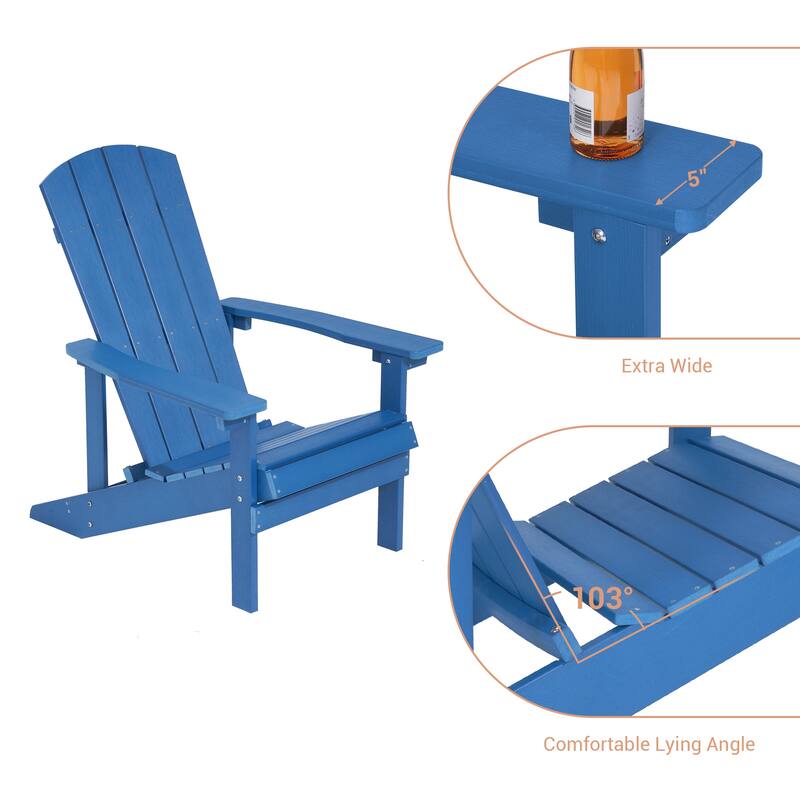 BONOSUKI Patio Adirondack Chair w/Cupholder,Weather Resistant-Set of 4