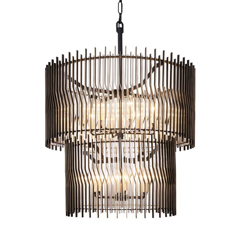 Varaluz Park Row 2-Tier Chandelier - Matte Black/French Gold - 32"W x 58.75"H