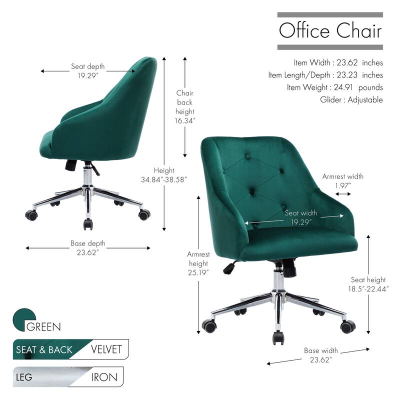 Porthos Home Livia Chair For Desk, Semi Wingback In Velvet Fabric