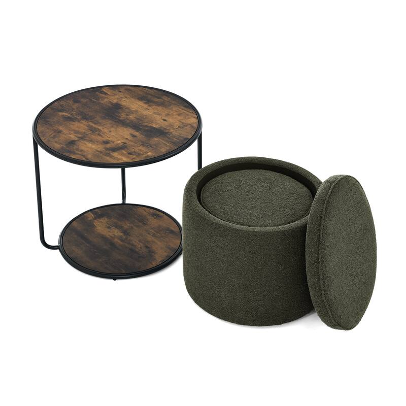 Ottoman, multifunctional combination set table Ottoman, combination of Ottoman and table, with drum stool, with storage space