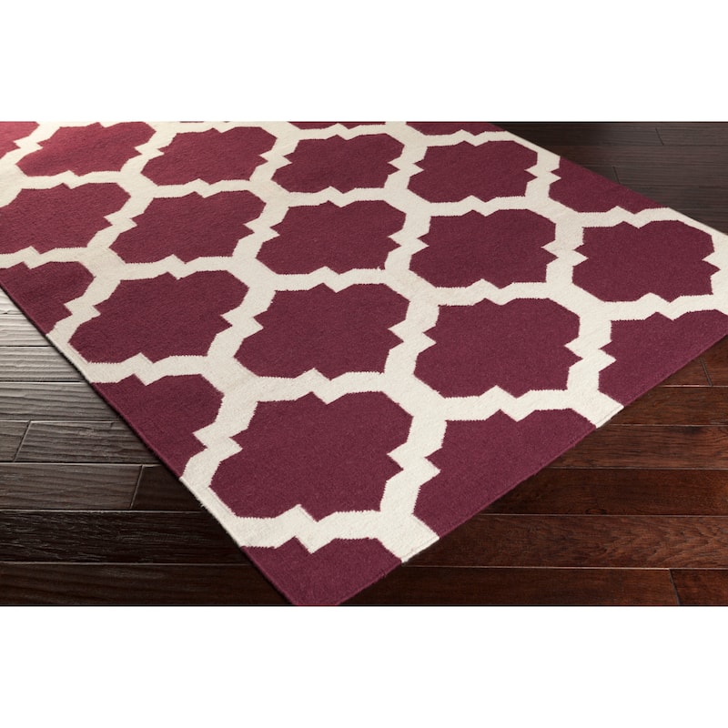 Hand-Woven Esme Moroccan Trellis Reversible Flatweave Wool Rug - 4' x 6'
