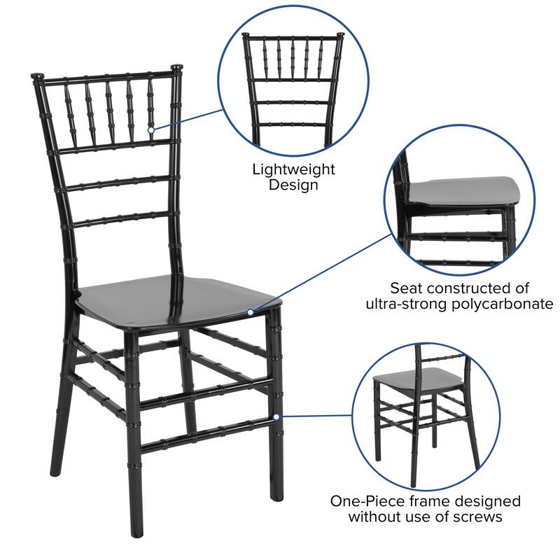 Resin Stackable Chiavari Chair - 15"W x 18.75"D x 35"H - 15"W x 18.75"D x 35"H