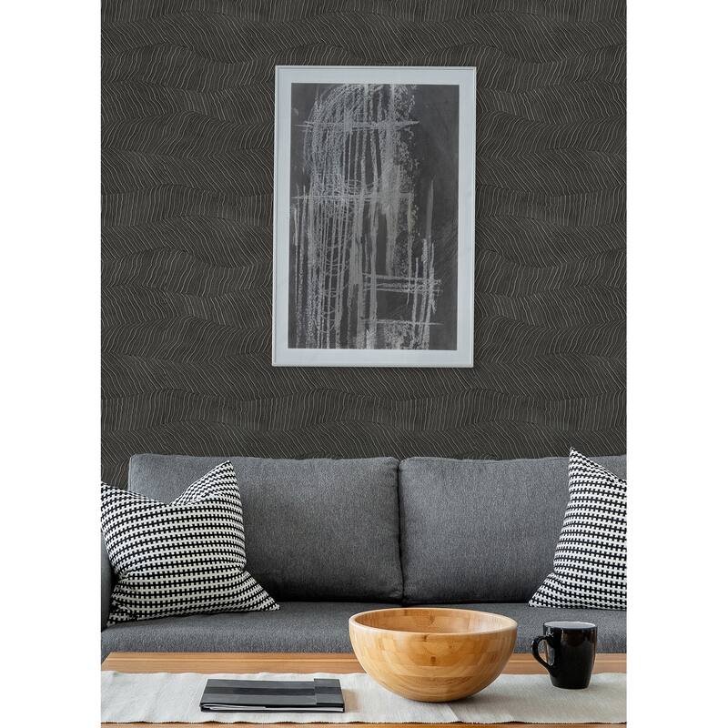 Sarah + Ruby Drift Charcoal Abstract Landscape Wallpaper