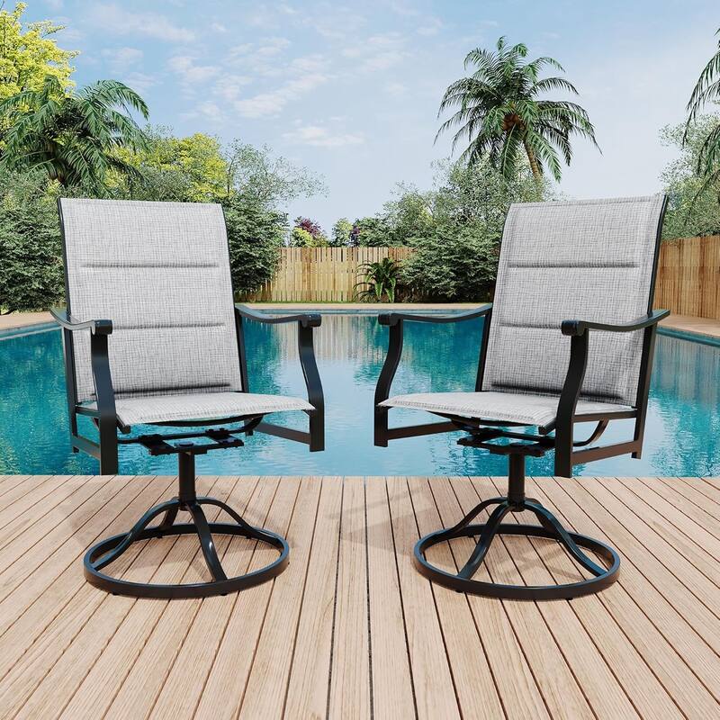 2PCS Outdoor Swivel Chairs With Textilene Breathable Back,Patio Swivel Rocker Chairs for Garden