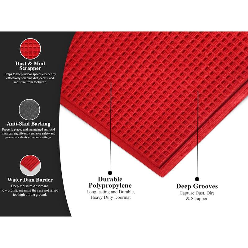 A1HC New All Weather Superior Dirt and Moisture Absorbing Polypropylene Door Mat with Non-Slip Backing for Inside Outside Use