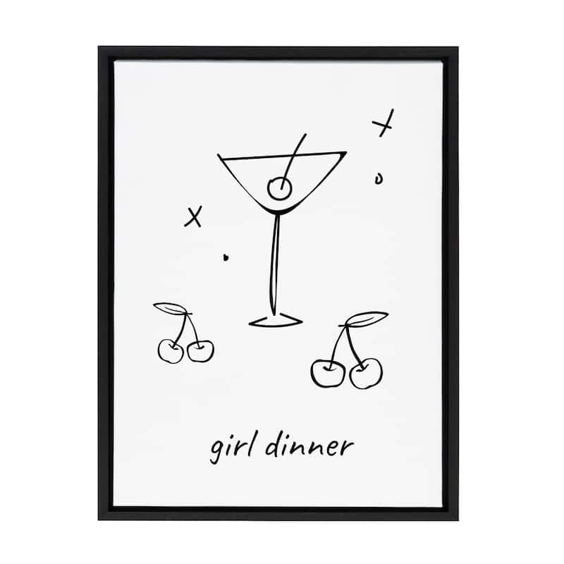 Kate and Laurel Sylvie Girl Dinner Framed Canvas by Honey Island Studio