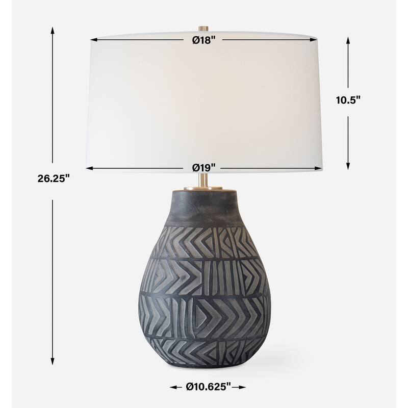 Uttermost Natchez Charcoal Table Lamp - 26.25" H X 19" W X 19" D
