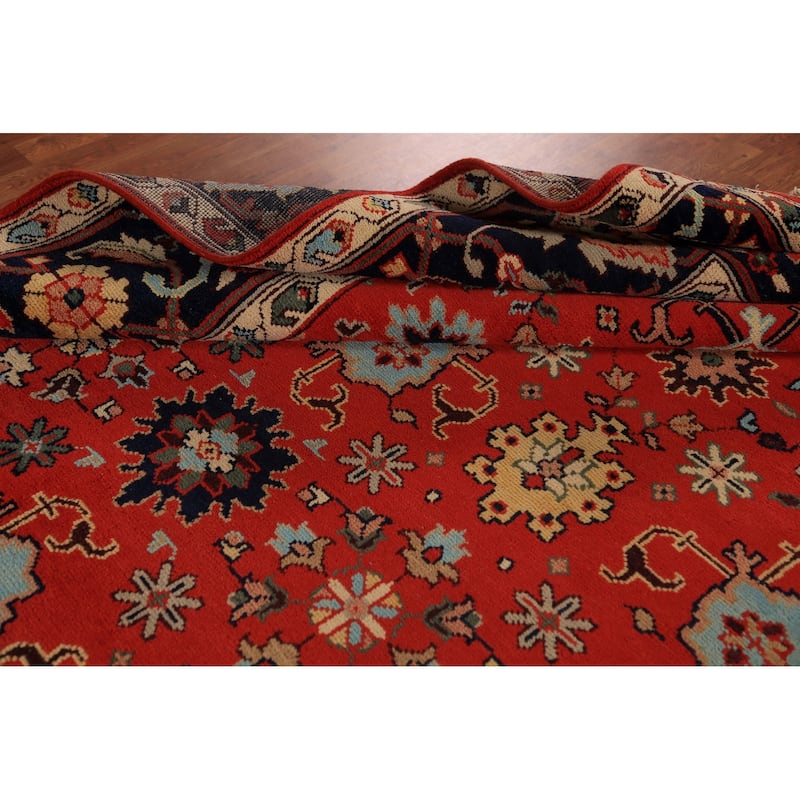 Red Orange Oushak Indian Large Rug Handmade Wool Carpet - 9'10"x 13'10"
