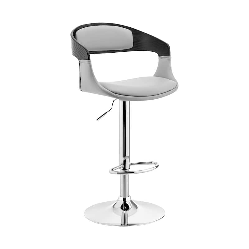 43” Adjustable Height Contemporary Kitchen Counter Bar Chair with Upholstered Seat and Iron Frame - 43”H x 20”W x 19”D - Grey-Black