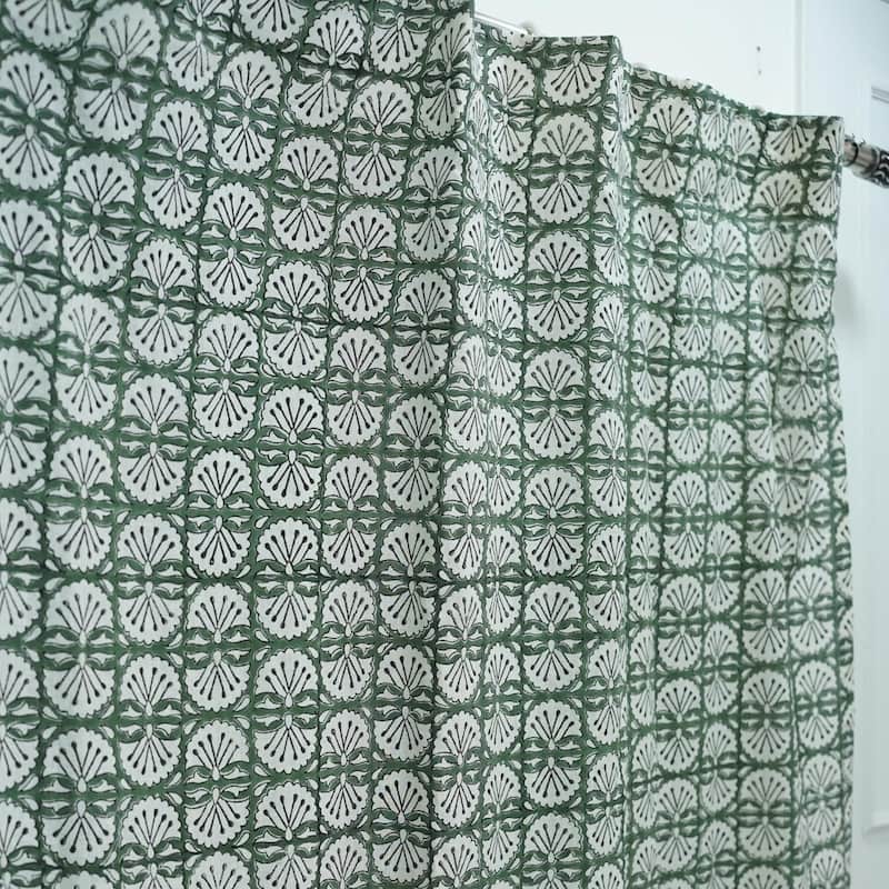 Fabdivine Handmade Block Print Floral Curtain Perfect for Room or Window Décor