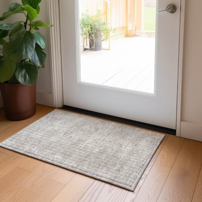 Machine Washable Indoor/ Outdoor Abstract Solid Chantille Rug