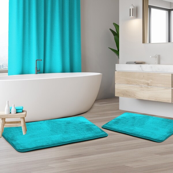 teal bath mat set