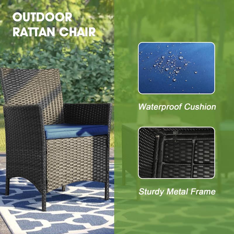 Vrakae 3 Piece Patio Rattan Wicker Furniture Set