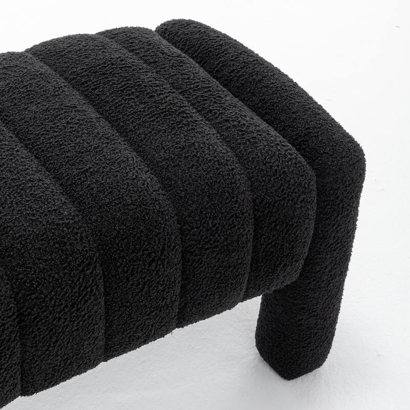 SEYNAR Modern Glam Teddy Velvet Fabric Rectangle Ottoman