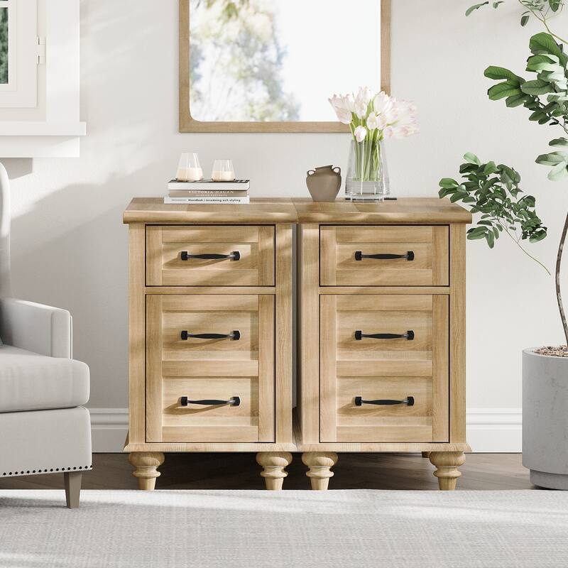 WAMPAT Modern End Table with Charging Station, Sofa Side Table with Storage