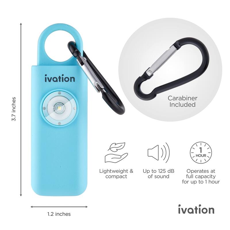 Ivation Personal SOS Keychain Alarm, 125 dB Rechargeable Personal Alarm W/LED Strobe Light