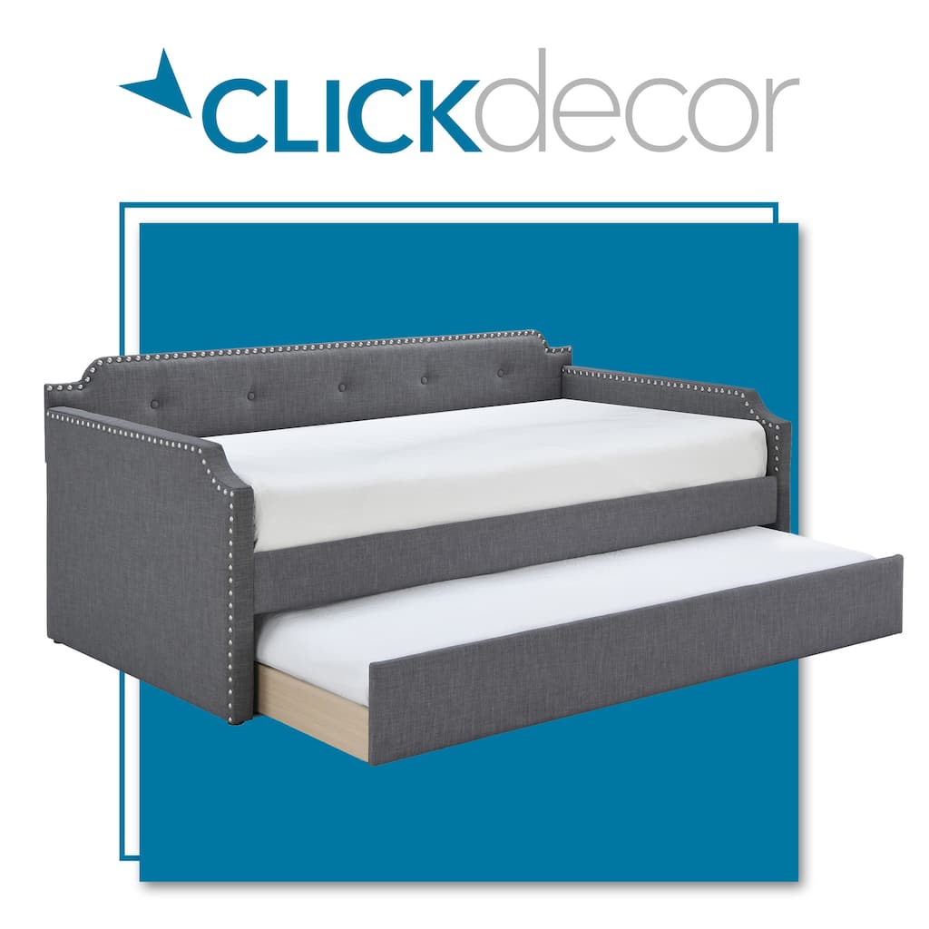 ClickDecor Bella Upholstered Daybed Sofa with Roll Out Trundle Guest Bed
