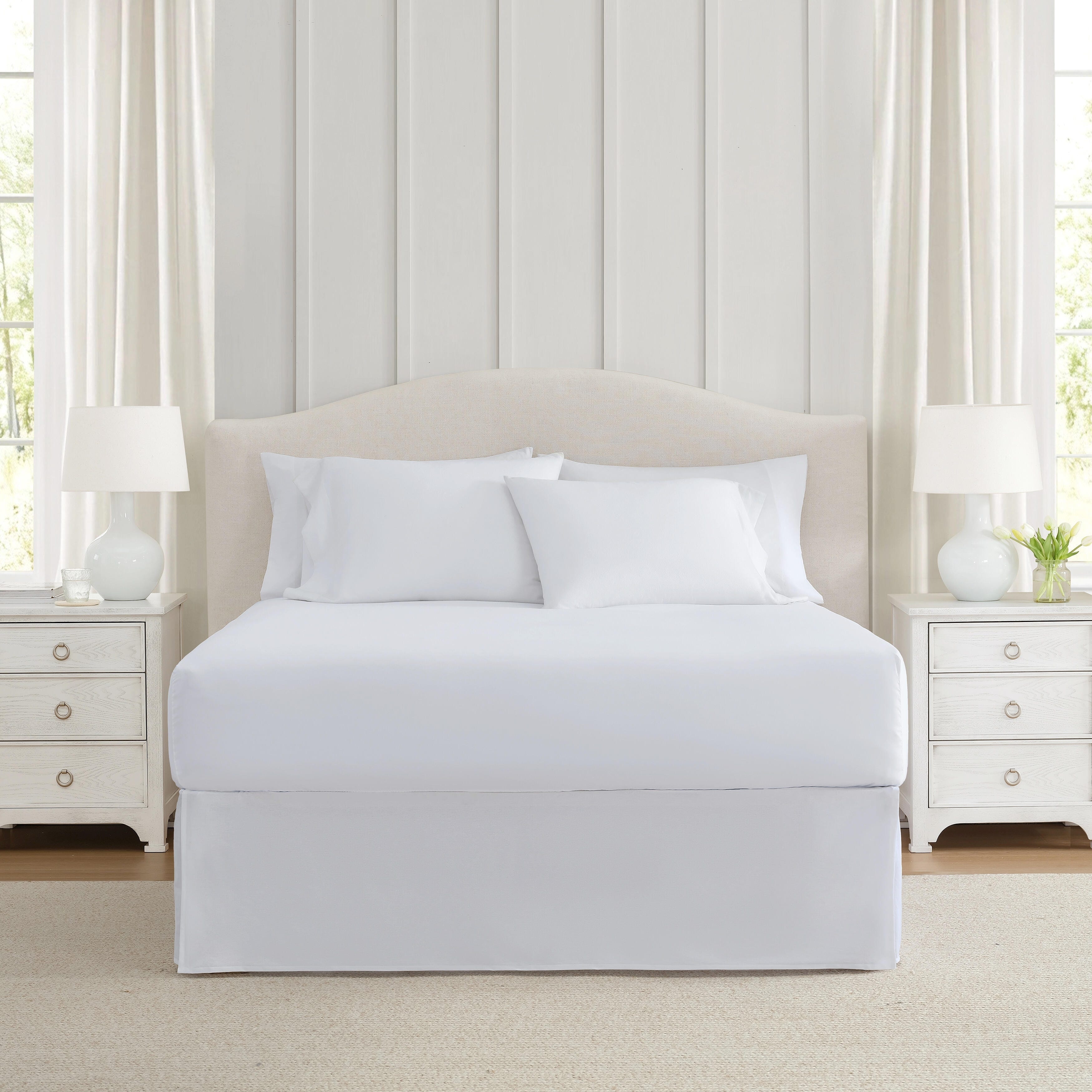 Martha Stewart Charlotte Solid White Cotton Bedskirt