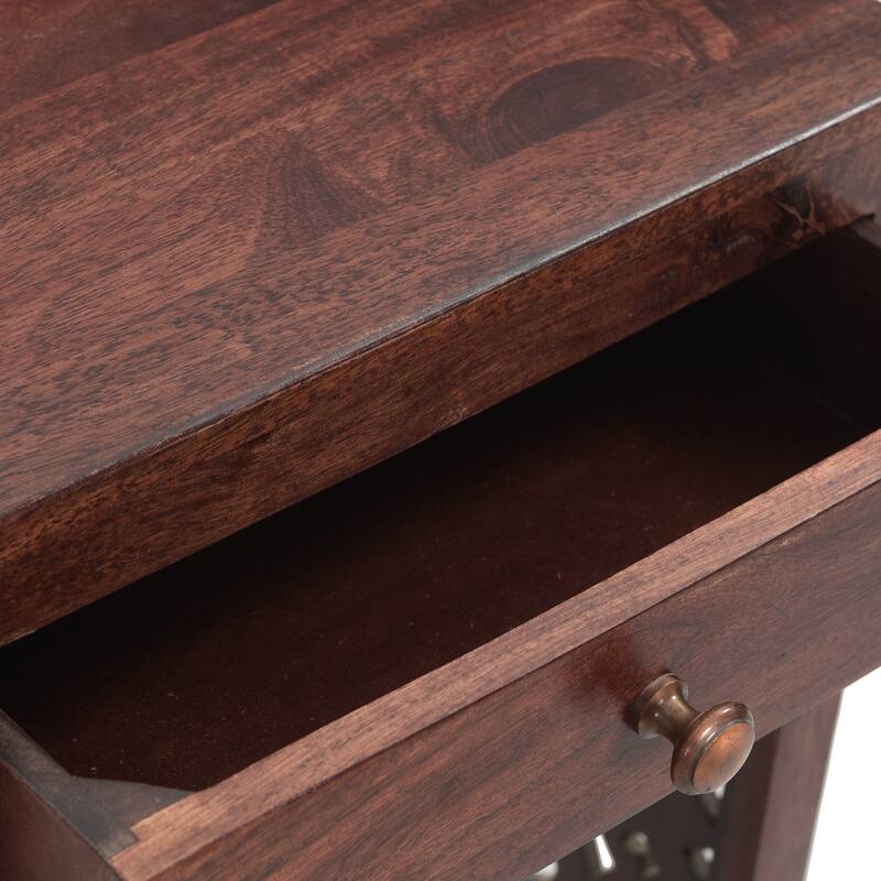 18" Traditional End Table with Wood Finish and One Drawer for Living Room or Bedroom