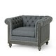 preview thumbnail 11 of 51, Castalia Chesterfield Tufted Club Chair by Christopher Knight Home - 39.00" L x 33.50" W x 28.00" H