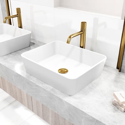 VIGO Marigold 18"L x 14"W MatteStone Vessel Sink and Apollo 12"H Faucet Set