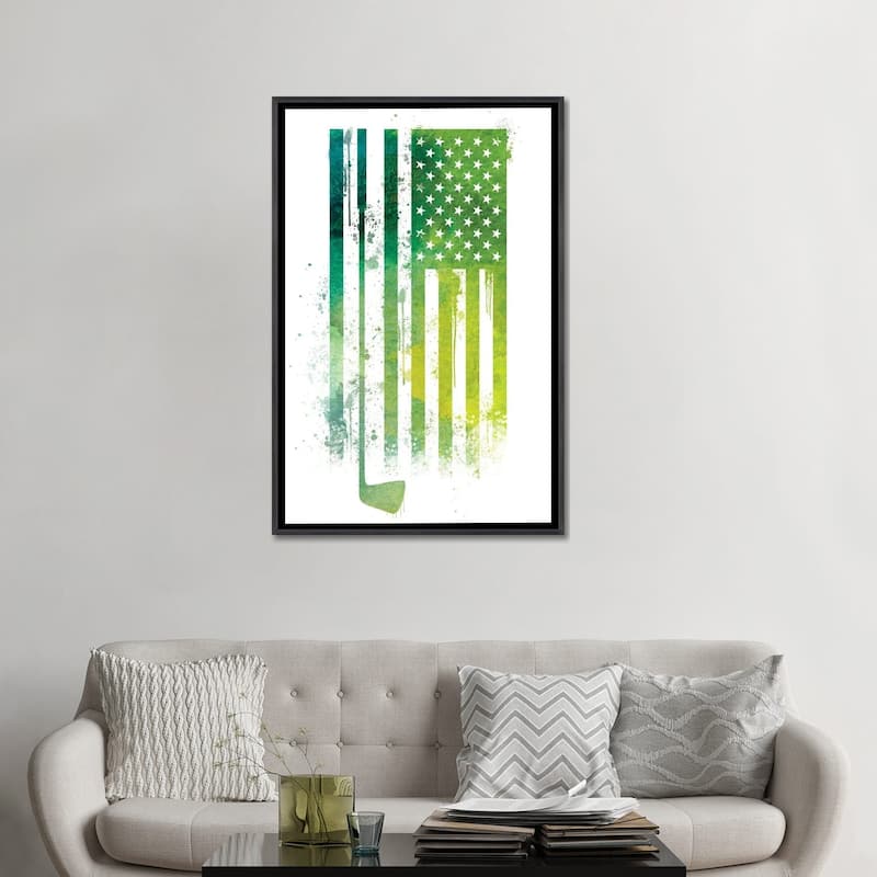 iCanvas "Golf Sports Flag" by 5by5collective Framed