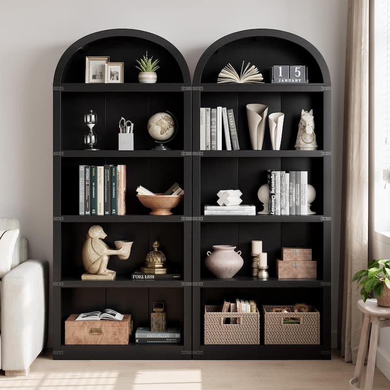 71.7" Tall Arched Bookshelf, 5-Tier Arched Display Cabinet with Storage Shelves