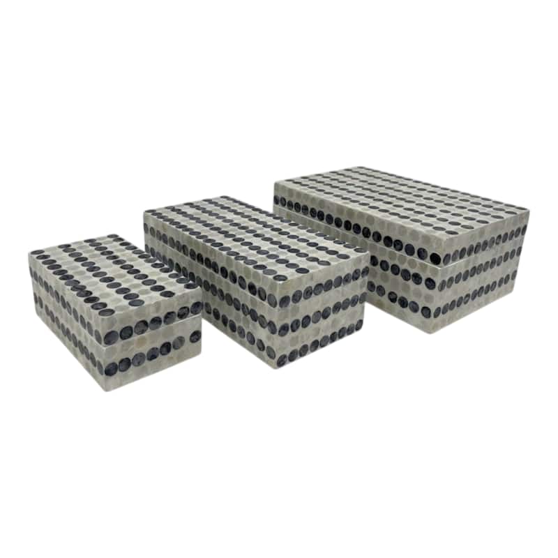 Shell Wood Decorative Storage Boxes Coastal (Set of 3) - 3/4/5" Blue - 11.75" x 7.75" x 5" - Blue - 11.75" x 7.75" x 5"