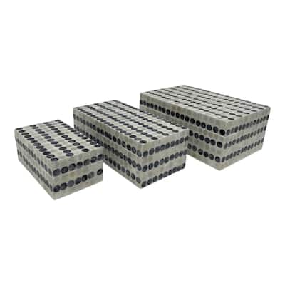 Shell Wood Decorative Storage Boxes Coastal (Set of 3) - 3/4/5" Blue - 11.75" x 7.75" x 5"