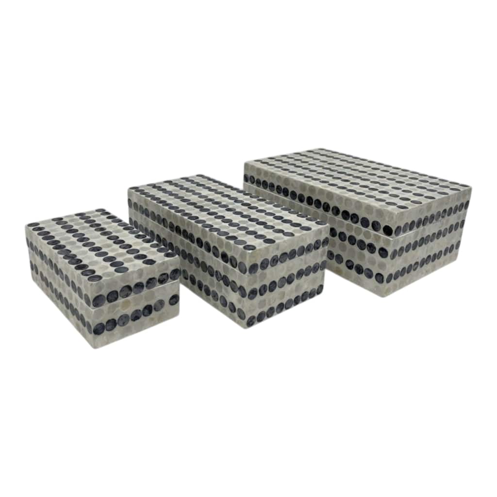 Shell Wood Decorative Storage Boxes Coastal (Set of 3) - 3/4/5" Blue - 11.75" x 7.75" x 5"