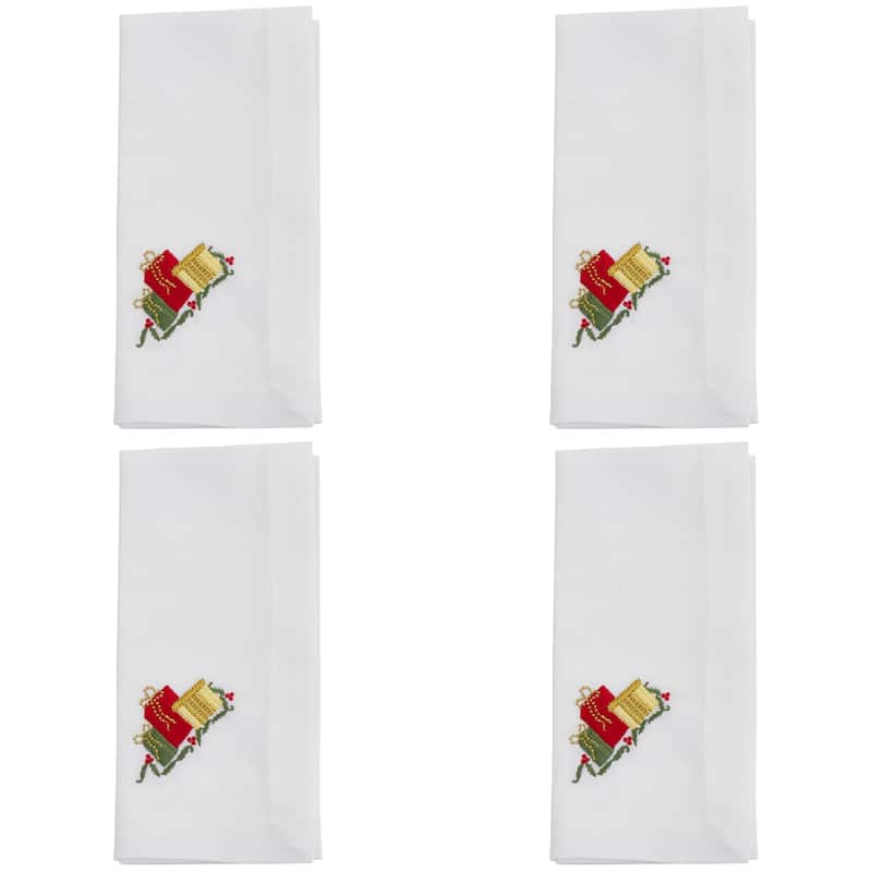 Embroidered Table Napkins With Gifts Design (Set of 4) - 20"x20"