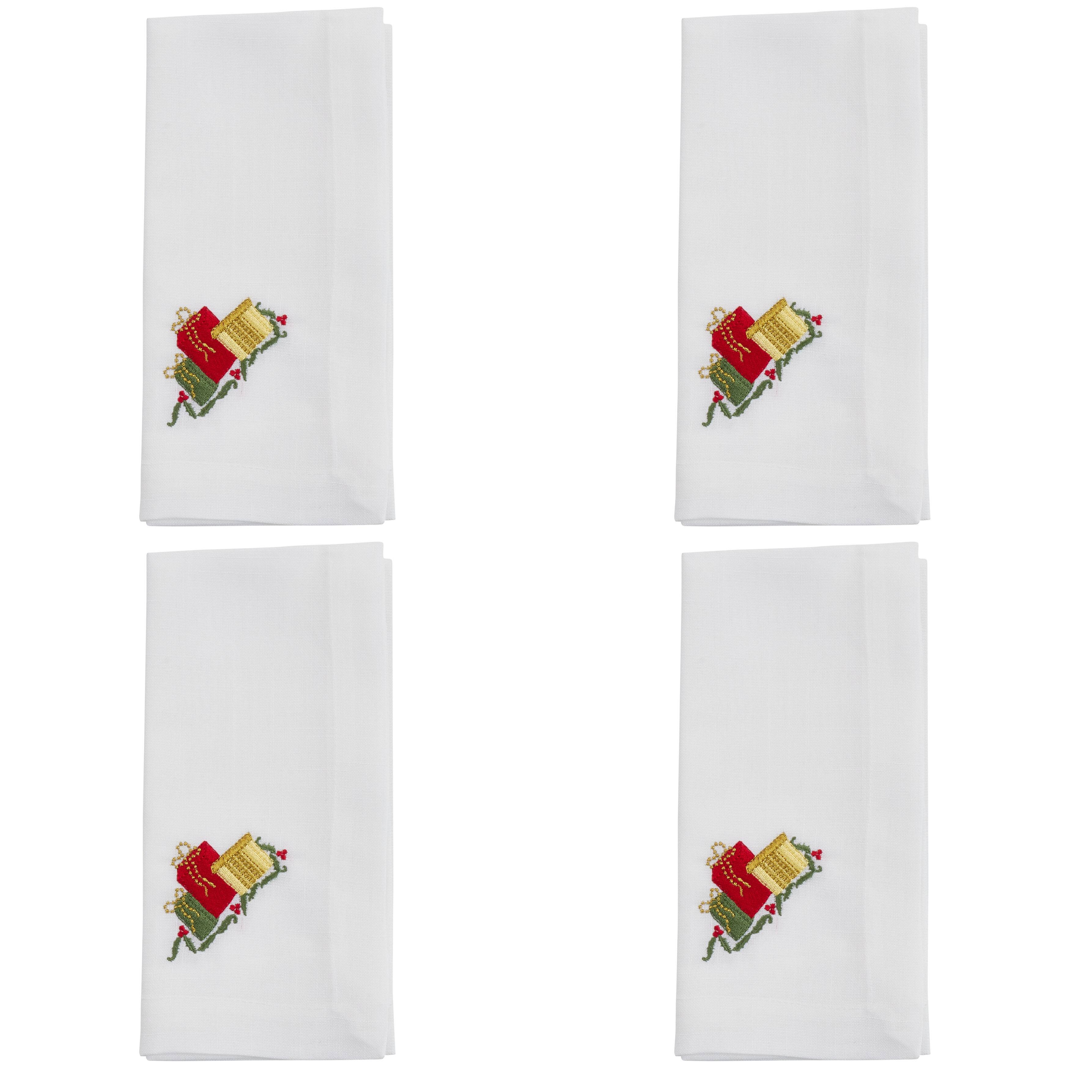 Embroidered Table Napkins With Gifts Design (Set of 4) 20"x20" Bed