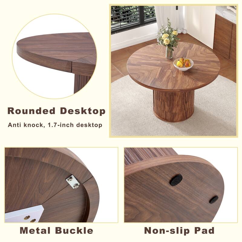 2 Piece PU Padded Dining Chair Set with Round Roman Column Table, Storage Included,Suitable for Restaurants
