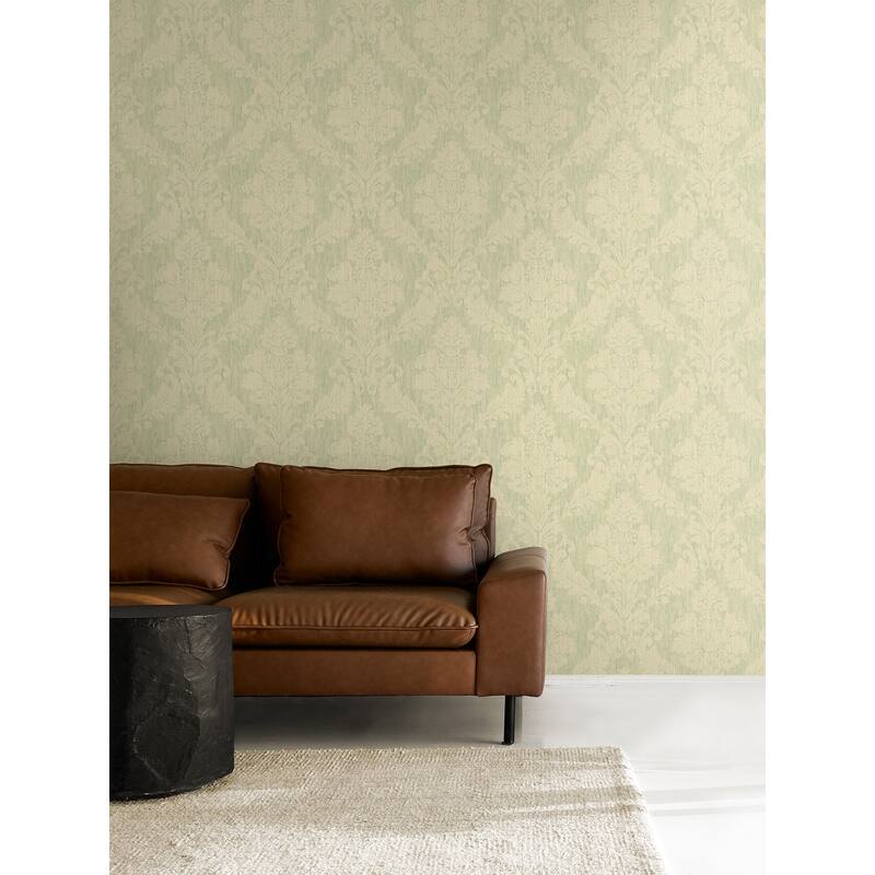 Seabrook Designs Corby Damask Unpasted Wallpaper