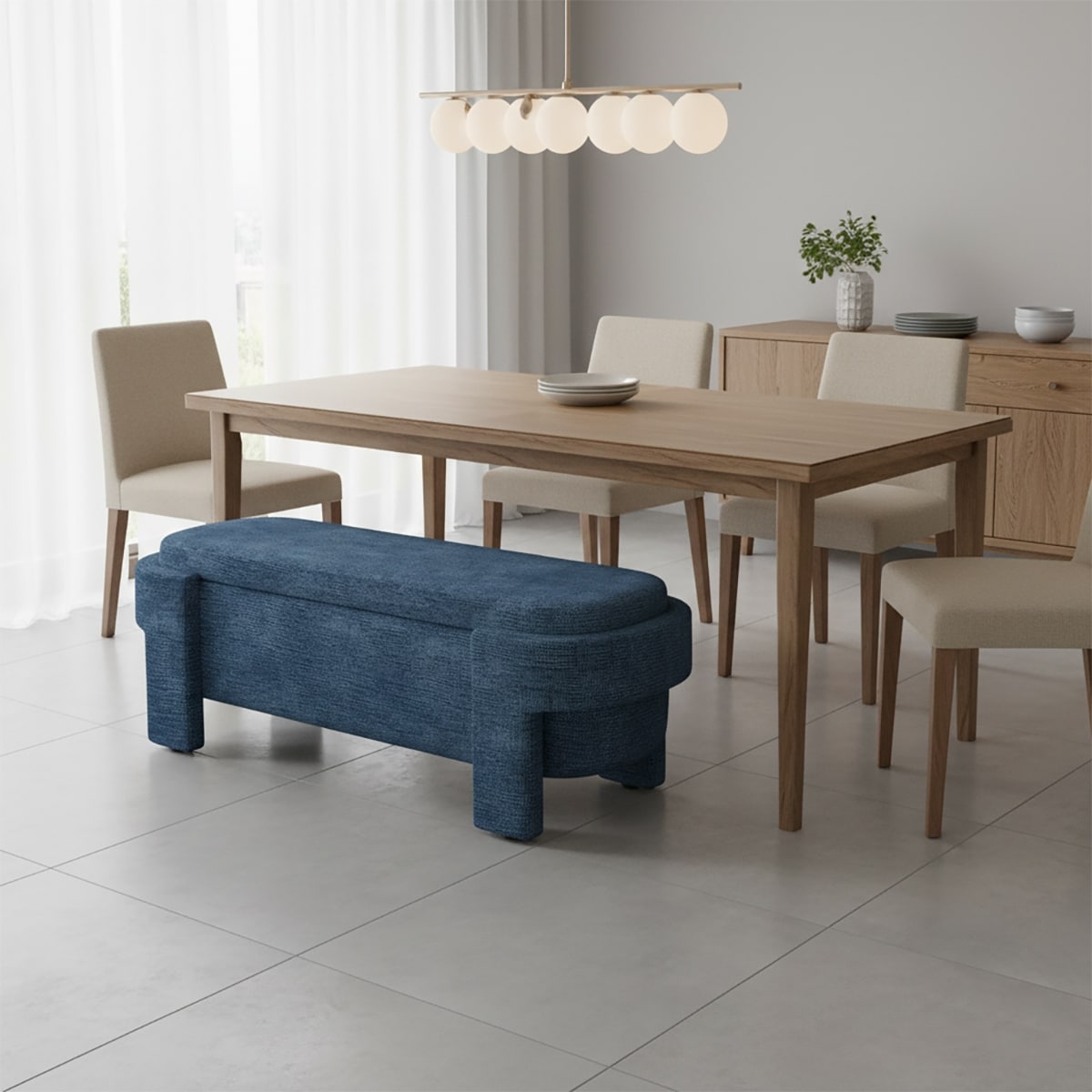 Classic Fully Linen Fabric Upholstered Storage Bench with Flip-Top