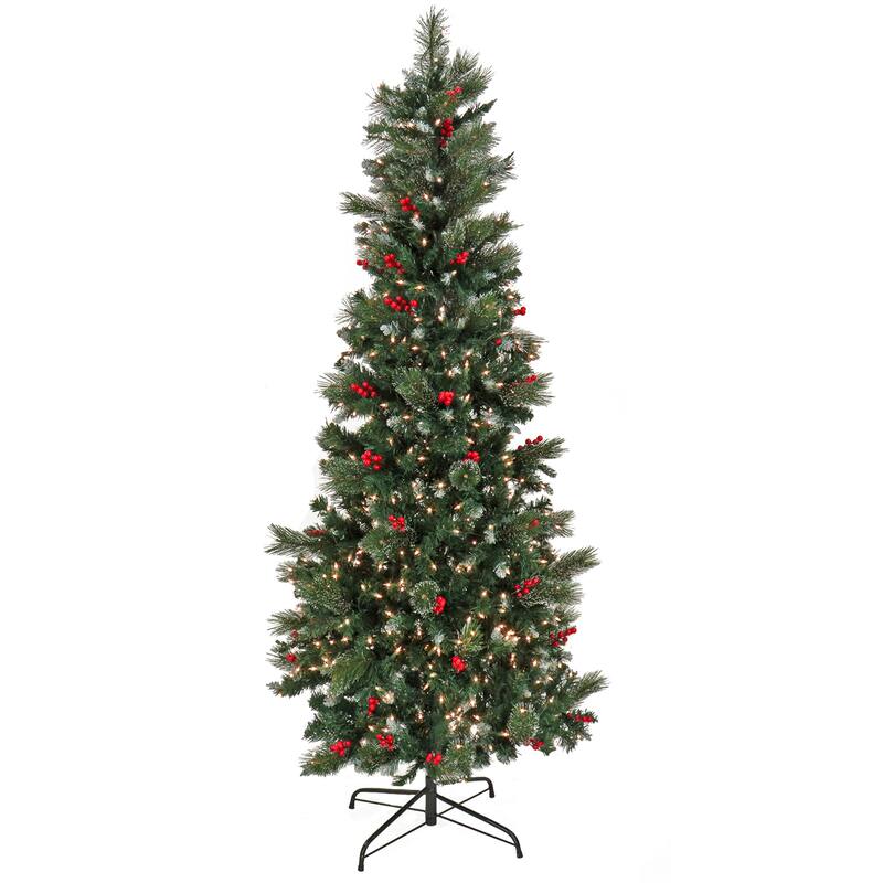 National Tree Company 6.5 ft. Pre-lit Artificial Meadowlark Pencil Hinged Tree, 650 Clear Lights- UL - 6.5 Foot
