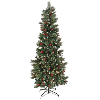 National Tree Company 6.5 ft. Pre-lit Artificial Meadowlark Pencil Hinged Tree, 650 Clear Lights- UL - 6.5 Foot