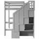 preview thumbnail 5 of 7, Full Size Loft Bed with L-Shaped Desk and Drawers, Cabinet and Storage Staircase, Gray