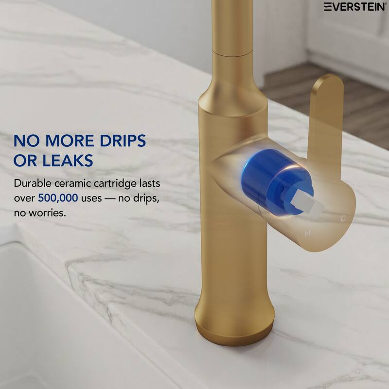 Single Handle Pull Down Kitchen Faucet with Sprayer Brass Swivels 360° Kitchen Faucet