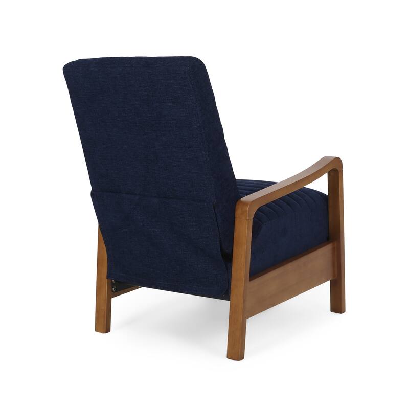 Small Wood Frame Recliner Club Chair with Retractable Footrest Living Room Lounge Armchair Upholstered Reading Chair for Bedroom