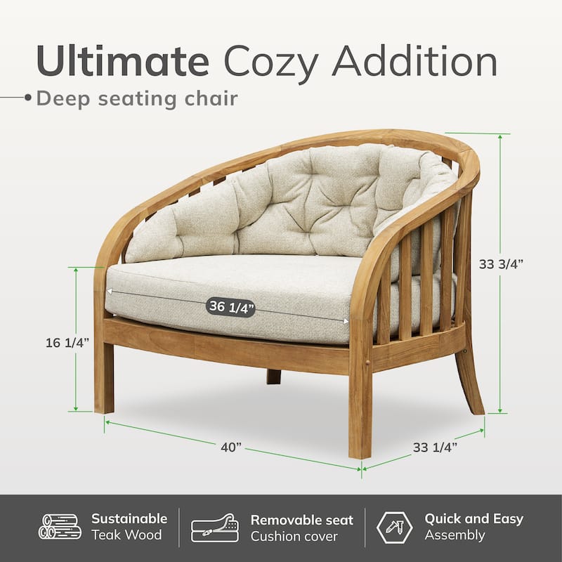 Cambridge Casual Bernese Teak Wood Oversized Patio Club Chair