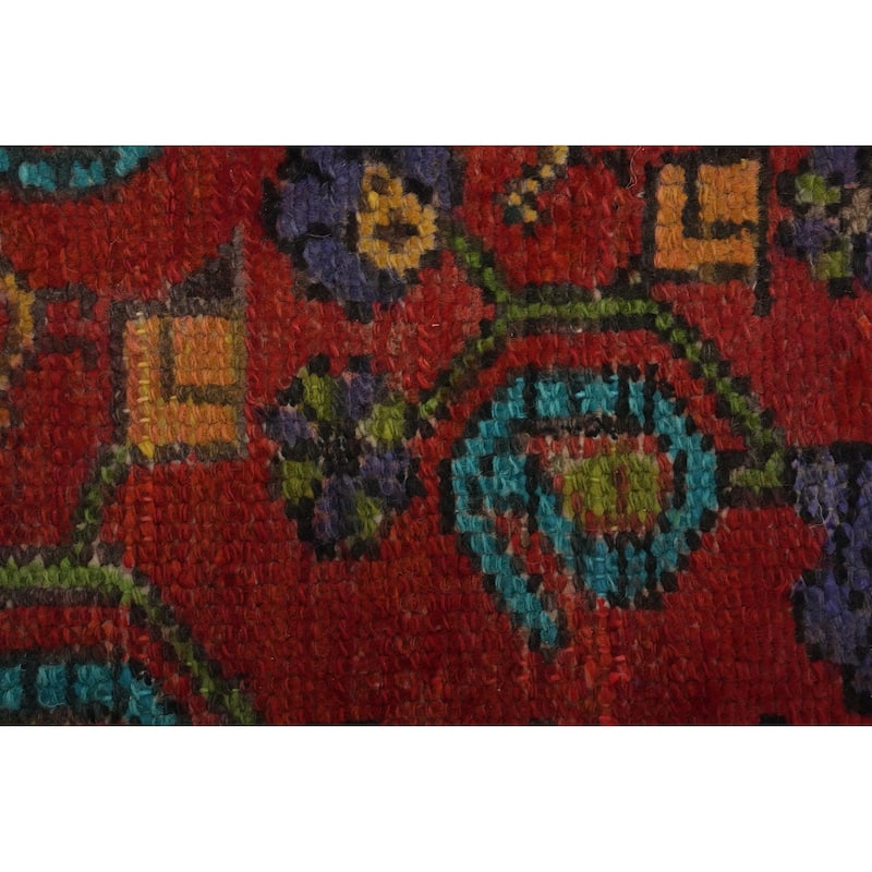 Hand Knotted Oriental 100% Wool Carpet Traditional All-Over Red Tabriz Runner Rug - 10' 2'' X 3' 3''