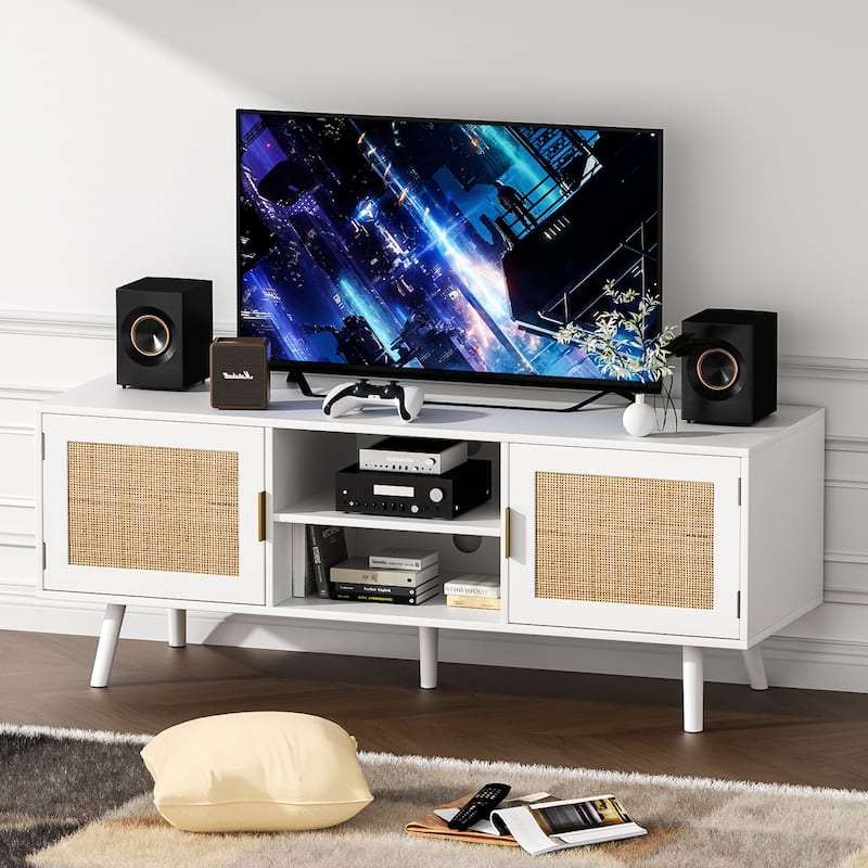Mid-Century Modern TV Stand For TVs Up To 75" Entertainment Center Media Console