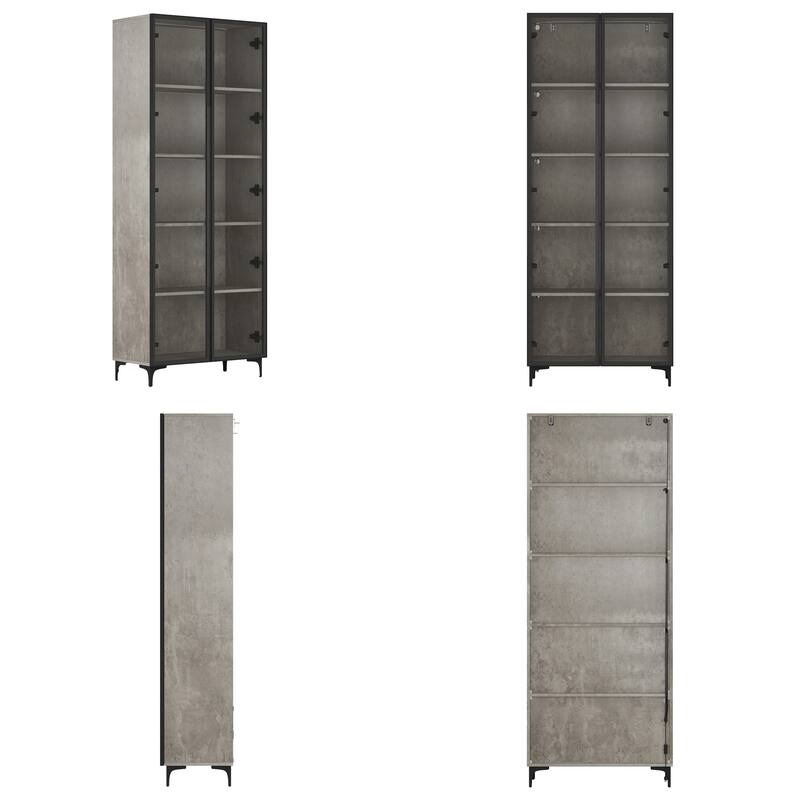 Kitchen Pantry Cabinets 5-Tier Tall Storage Cabinet with Glass Doors