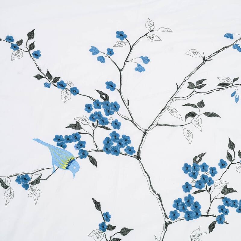 HomeRoots Blue King 100% Cotton 200 Thread Count Washable Duvet Cover Set