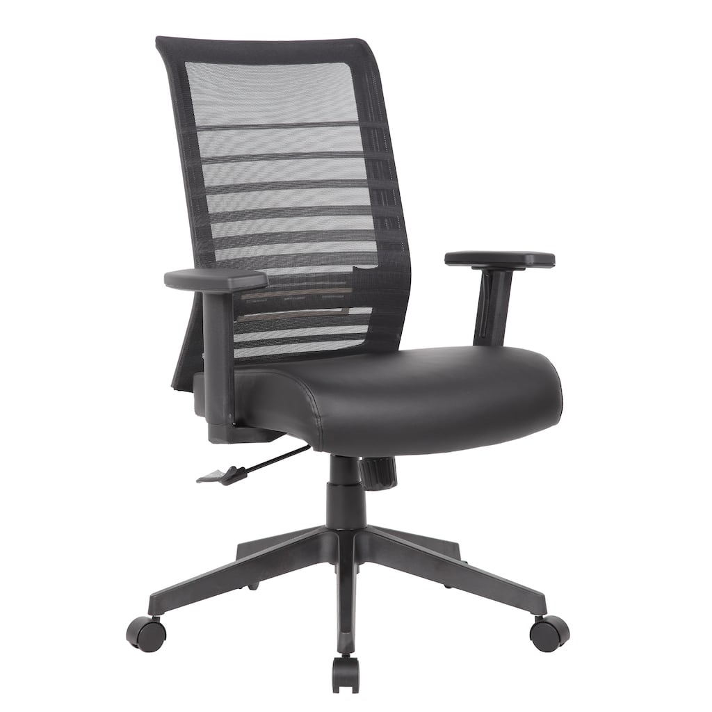 Zara Rolling Task Chair, Black Mesh and Antimicrobial Vinyl, Synchro-Tilt