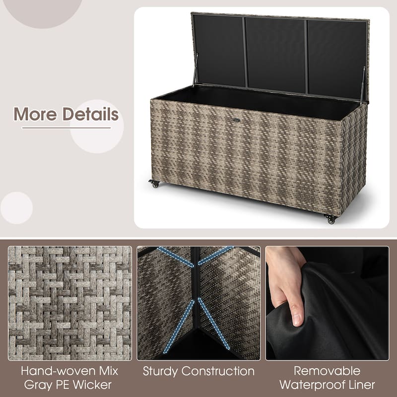 Costway 96 Gallon Patio Rattan Storage Deck Box Container Garden Liner - See Details