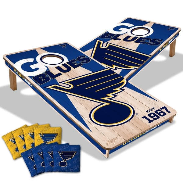 slide 2 of 7, St Loius Blues NHL 2x4 Cornhole Board Set Include Carrying Case